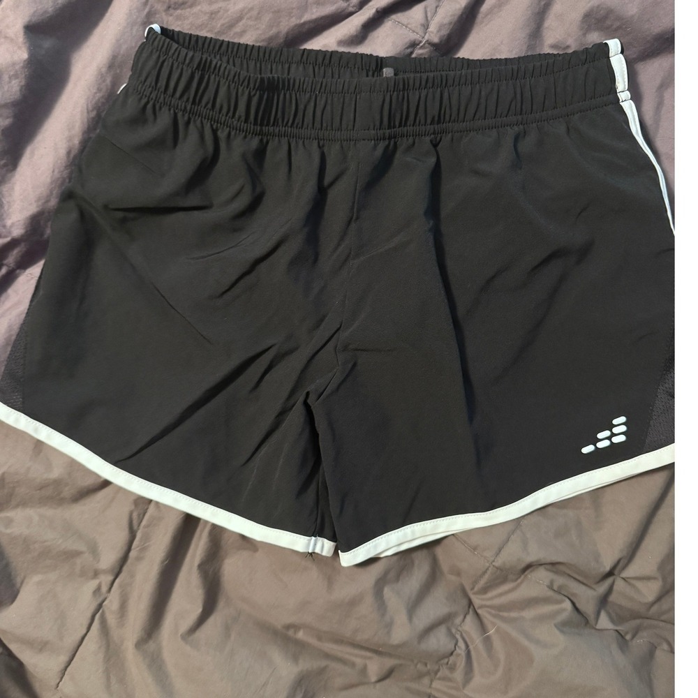 BCG Kids Black Active Running Shorts White Trim Mesh Panels Size L 12-14